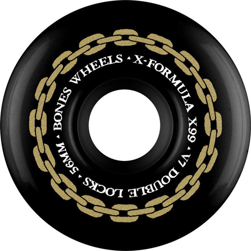 Bones Wheels X-Formula  XF 56mm X99 V7 DOUBLE LOCKS Black Skateboard Wheels 4pk