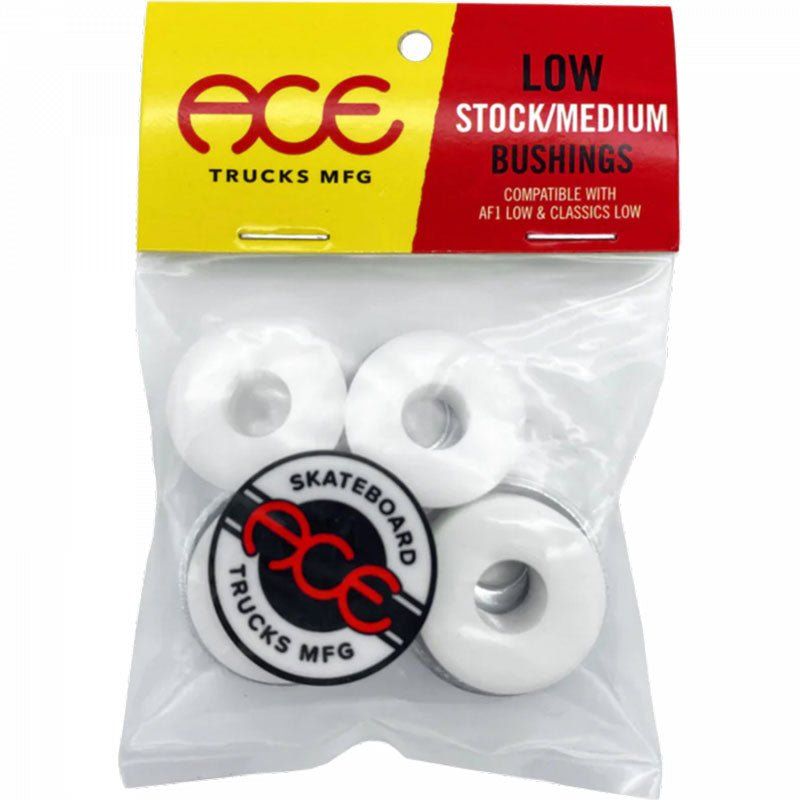 ACE Trucks 91a 86a LOW Stock Medium White Skateboard Bushing Kit 2pr