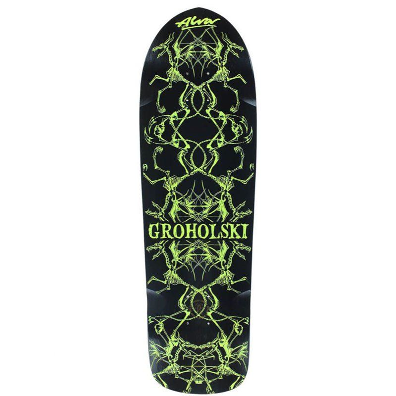 Alva 9.25" x 33.25" Black/Green Groholski Guest Skateboard Deck (Warped)