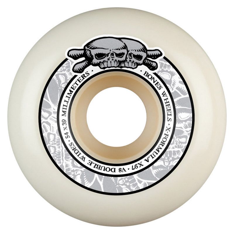 BONES WHEELS X-Formula Skateboard Wheels Double Wides V8 54mm X97 4PK White
