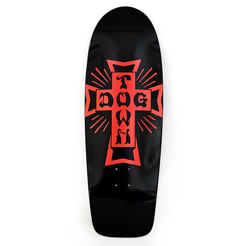 Dogtown 10" x 30.575" Cross Logo 70s Rider Gloss Black / Metallic Red Cross Skateboard Deck