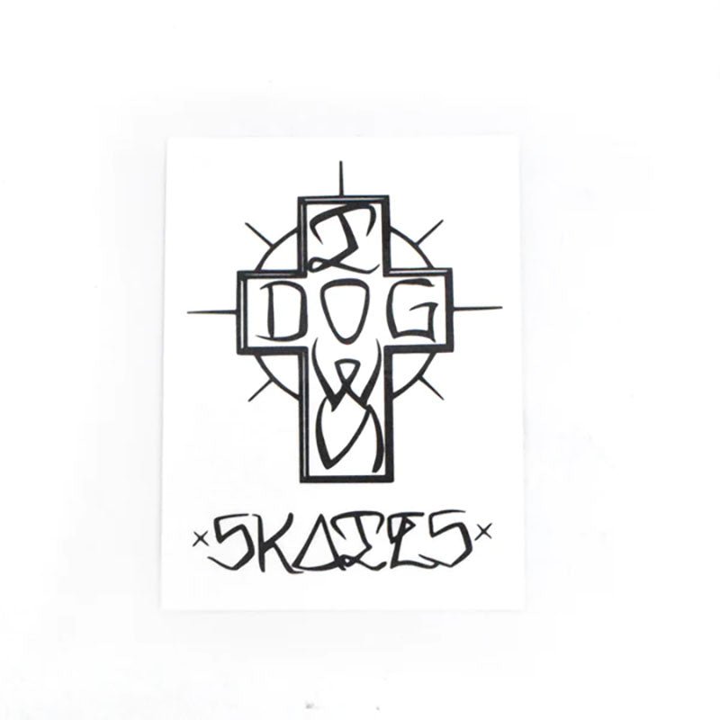Dogtown Skateboards 4" Tall White/Black Ese Cross Sticker