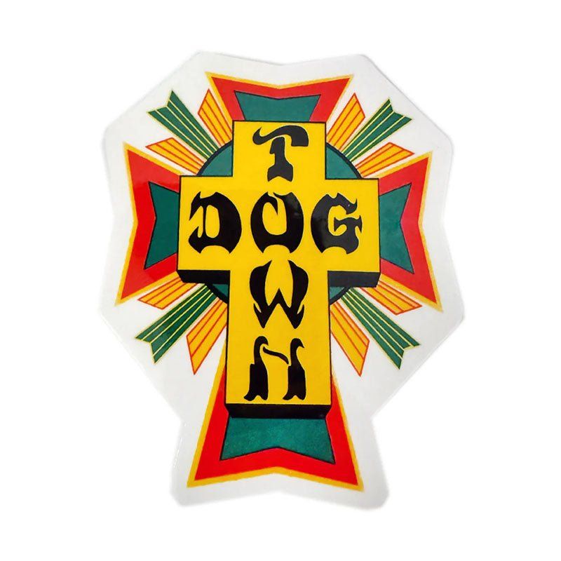 Dogtown Skateboards 80s Cross Logo 4" Rasta Sticker