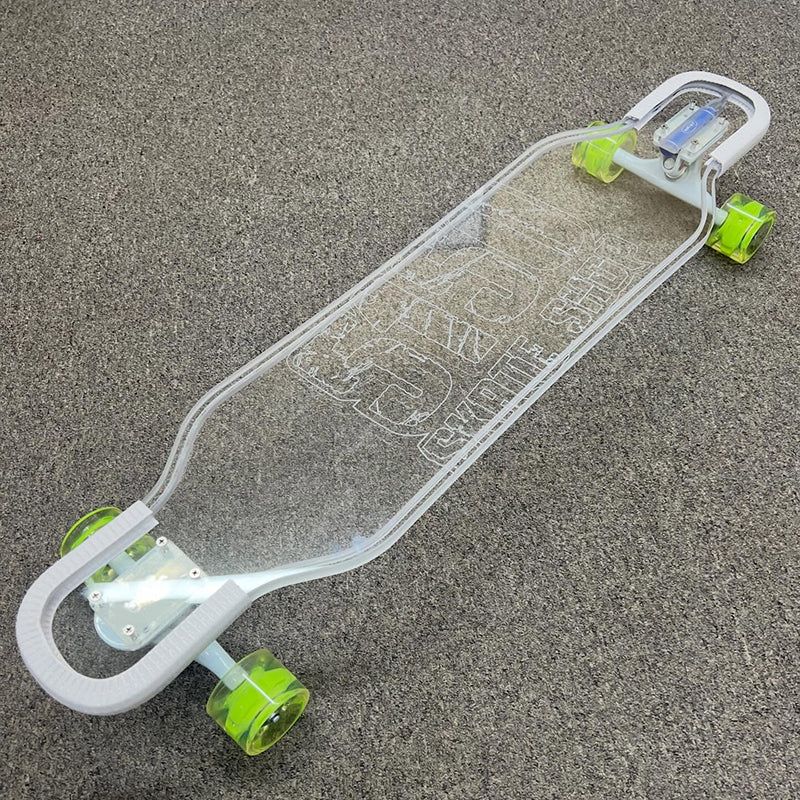 Ghost Boards X 5150 Skate Shop 39" LED Custom Complete Longboard Topograph White Trucks/LED Green Wheels #C2