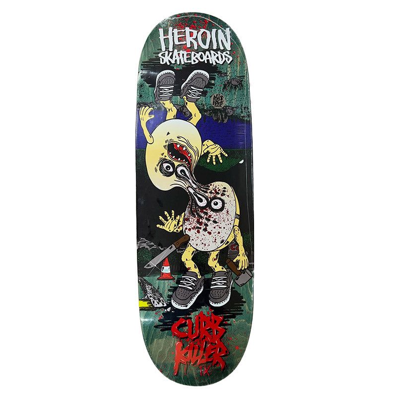 Heroin 10" x 32.6" CURB KILLER 9 MERGED Green Stain Skateboard Deck