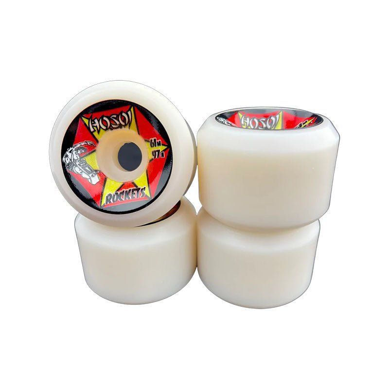 Hosoi 61mm 97a Rockets White Skateboard Wheels 4pk