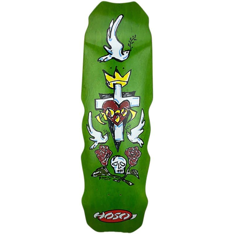 Hosoi 9.5" x 32.25" Hammerhead Hybrid LIME STAIN Skateboard Deck