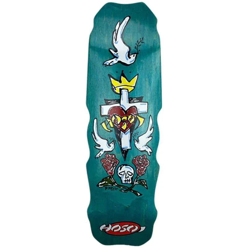Hosoi 9.5" x 32.25" Hammerhead Hybrid TURQUOISE STAIN Skateboard Deck