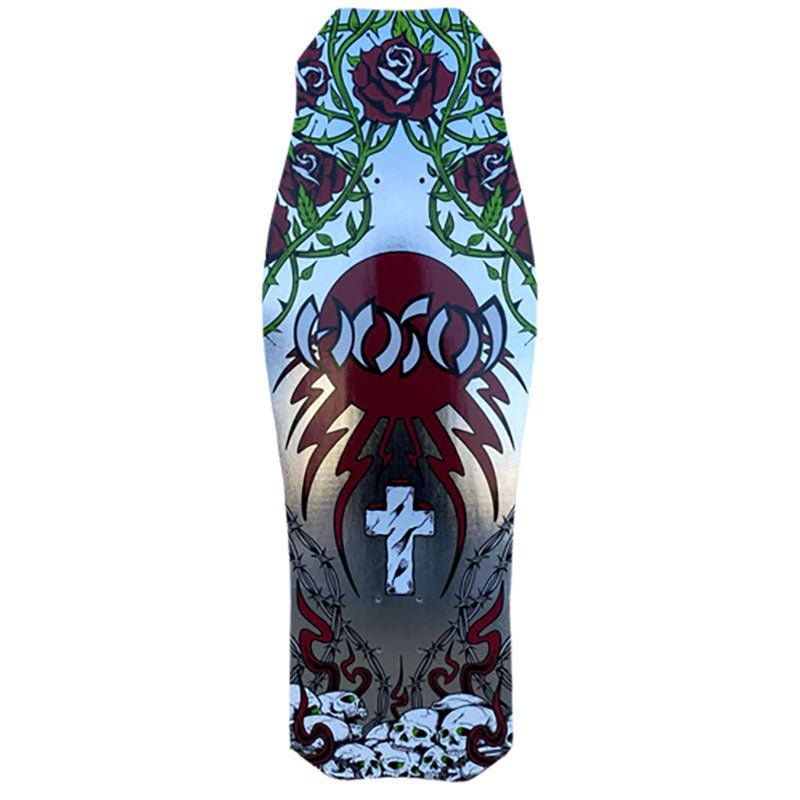 Hosoi Skateboards 10.5" x 31" Skulls & Roses OG Hammerhead Limited Colorway Silver Foil Deck