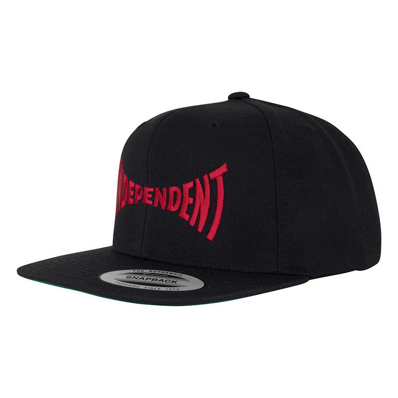 Independent Span Embroidered Snapback Structured Hat Black/Dk Red OS Unisex