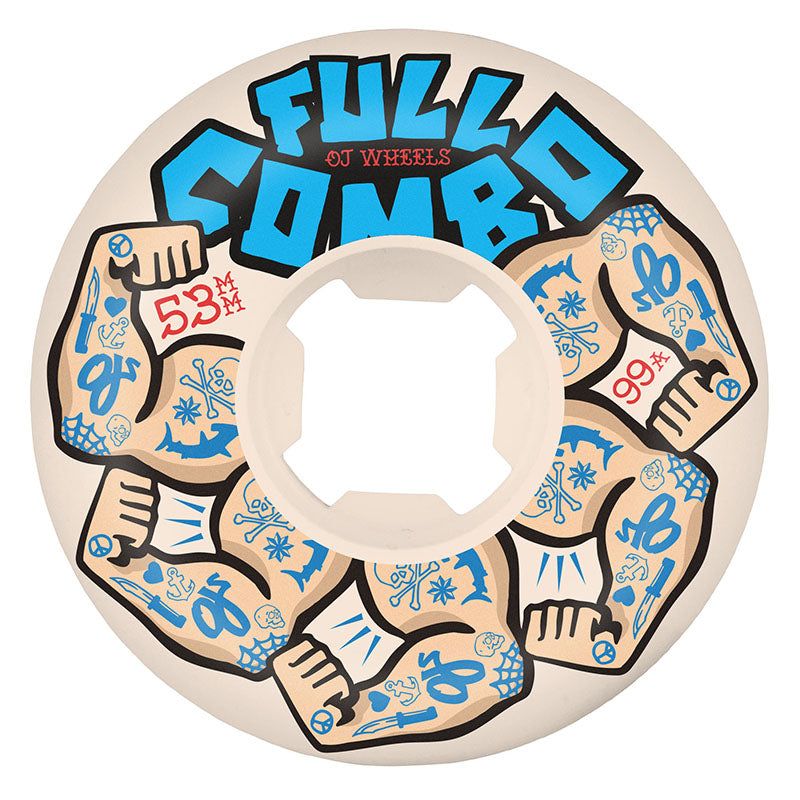 OJ 53mm 99a Team Elite White Full Combo Skateboard Wheels 4pk