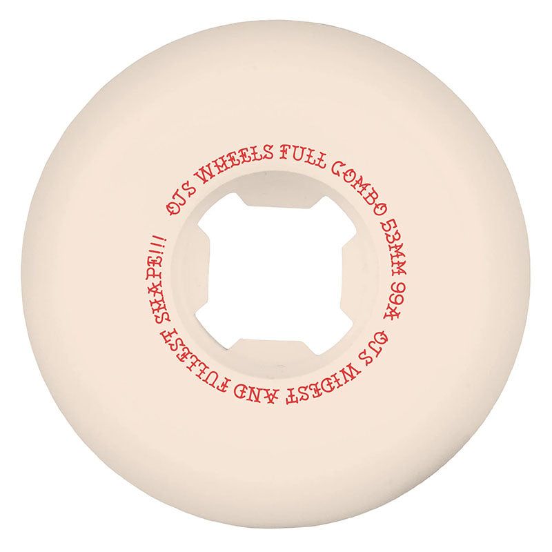OJ 53mm 99a Team Elite White Full Combo Skateboard Wheels 4pk