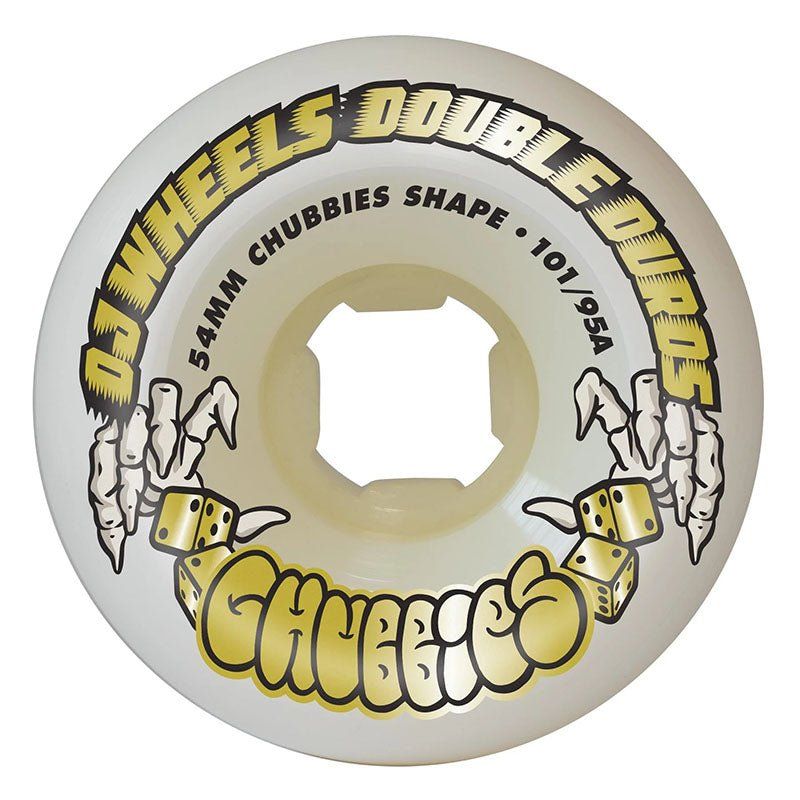 OJ 54mm 101a/95a Double Duro White Chubbies Skateboard Wheels 4pk
