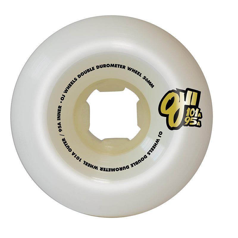 OJ 56mm 101a/95a Double Duro White Mini Combo Skateboard Wheels 4pk