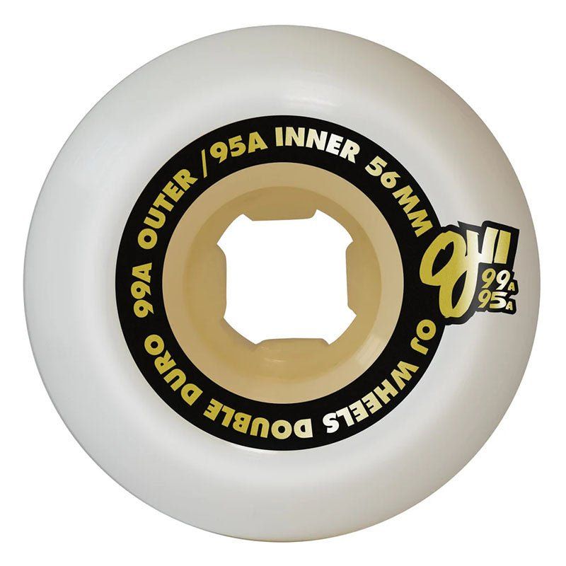OJ 56mm 99a/95a Double Duro White Gum Chubbies Skateboard Wheels 4pk