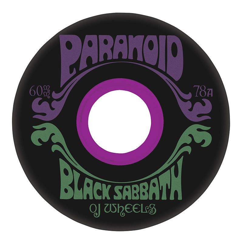 OJ  60mm 78a Black Sabbath Paranoid Super Juice Black Skateboard Wheels 4pk