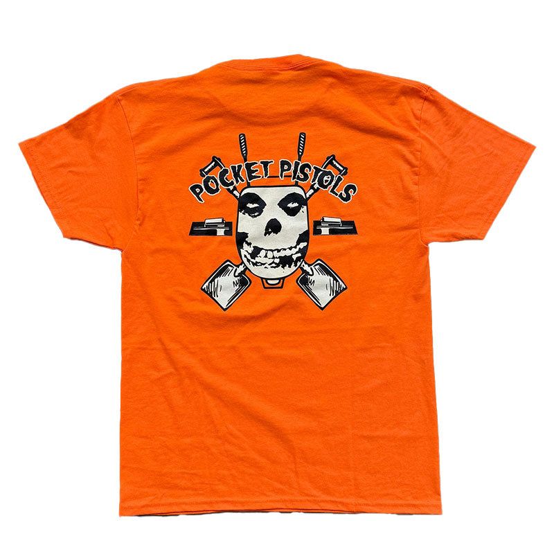 Pocket Pistols PPS SkullBarrow Tee Road Crew Short Sleeve Safety Orange (LARGE)