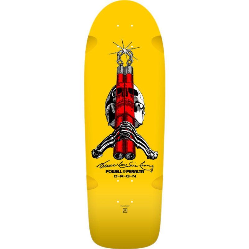 Powell Peralta 10" x 30" Skull & Nunchucks Bruce Lee Collab Yellow Skateboard Deck
