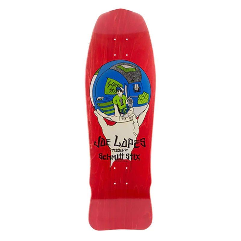 Schmitt Stix 10" x 30" Joe Lopes Crystal Ball Modern Concave RED STAIN Skateboard Deck