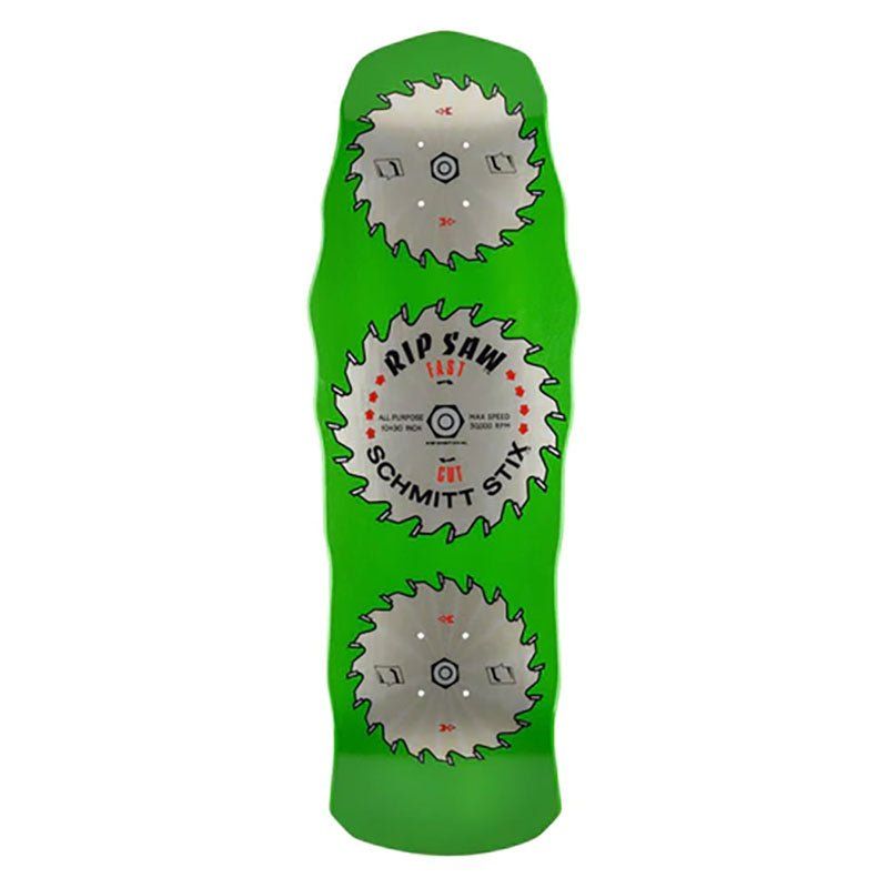 Schmitt Stix 10" x 30" Ripsaw Modern Concave LIME STAIN Skateboard Deck