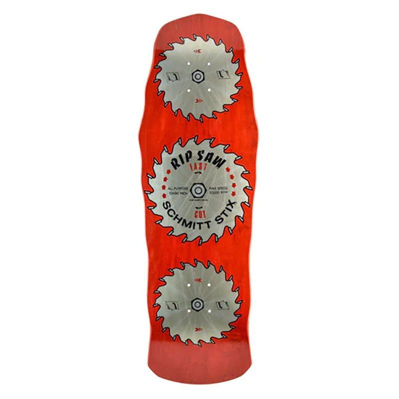 Schmitt Stix 10" x 30" Ripsaw Modern Concave RED STAIN Skateboard Deck