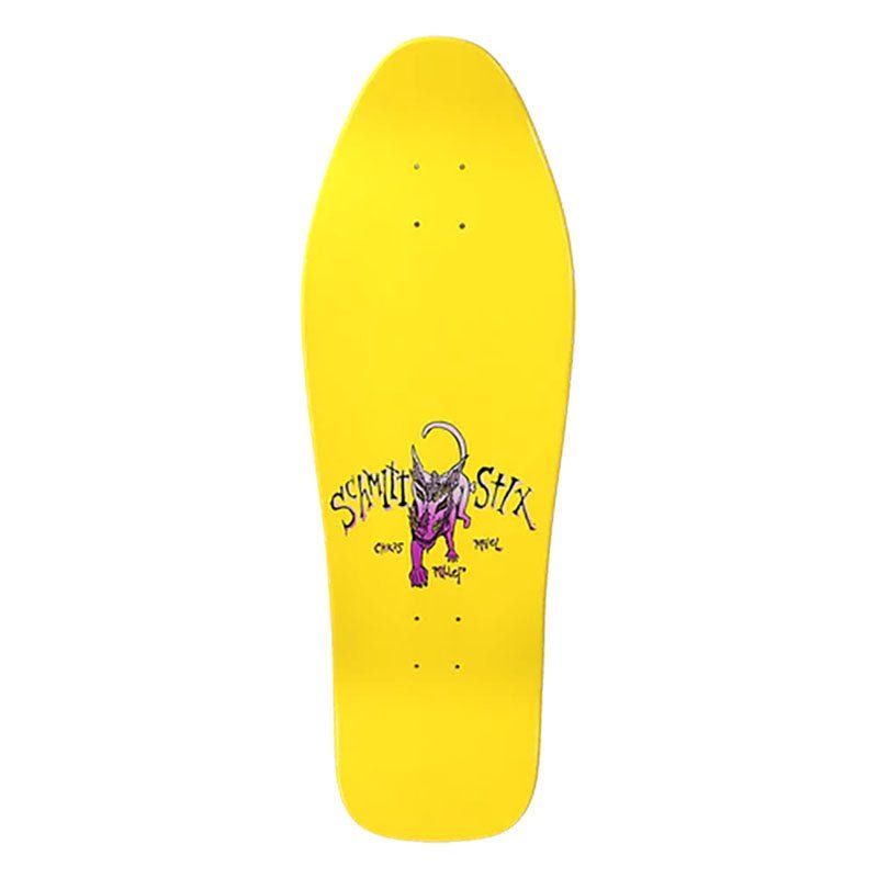 Schmitt Stix 10" x 31.875" Chris Miller Large Dog Re-Issue YELLOW DIP Skateboard Deck