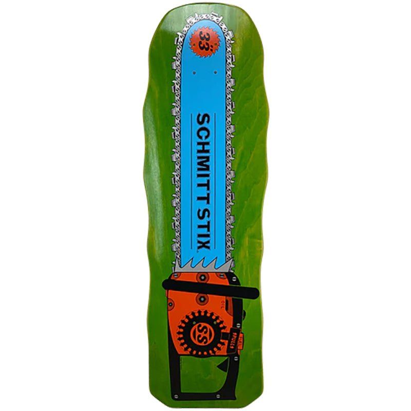 Schmitt Stix 10" x 33" Chainsaw LIME STAIN Skateboard Deck