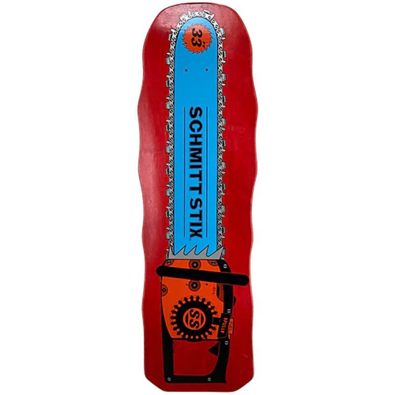 Schmitt Stix 10" x 33" Chainsaw RED STAIN Skateboard Deck