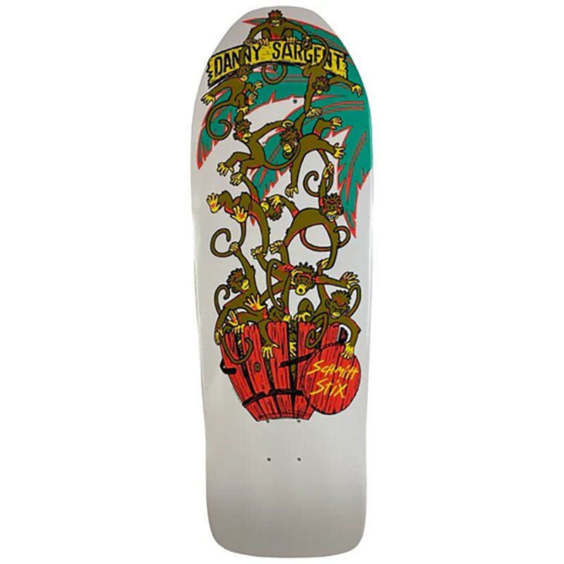 Schmitt Stix 9.75" x 31.25" WHITE DIP  Danny Sargent Barrel of Monkeys Skateboard Deck