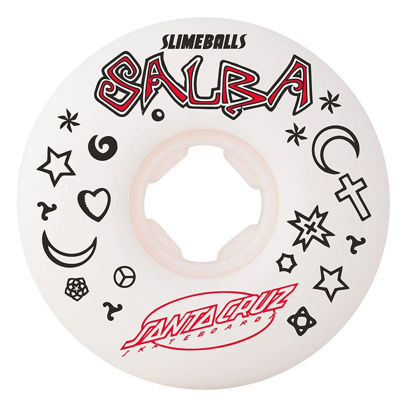 Slime Balls 56mm 99a Salba Witch Doctor Reissue Chubbies White Skateboard Wheels 4pk