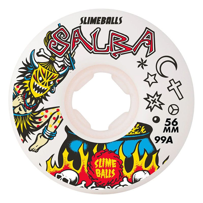 Slime Balls 56mm 99a Salba Witch Doctor Reissue Chubbies White Skateboard Wheels 4pk