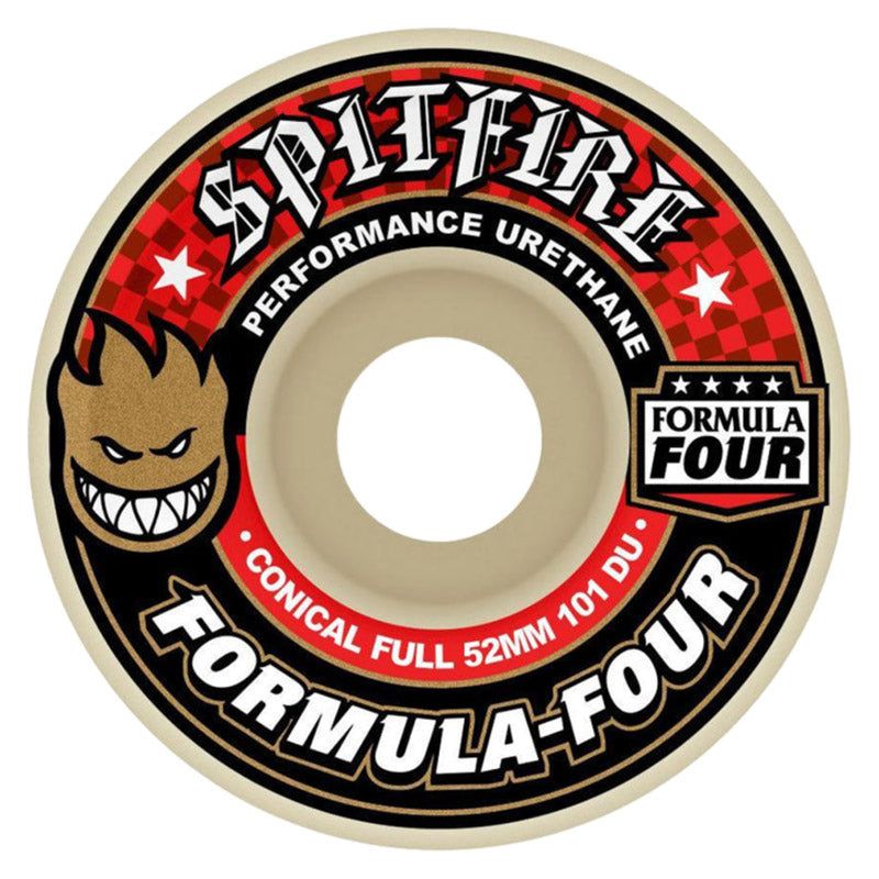 Spitfire F4 54mm 101a CONICAL FULL White W/Red Skateboard Wheels 4pk